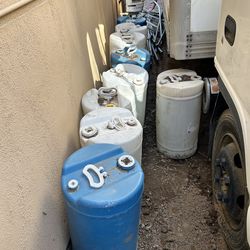 Plastic Drum - 15 Gallon, Closed Top, Blue and white