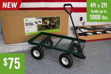 Heavy Duty Steel Mesh Garden Wagon / Utility Cart – NEW