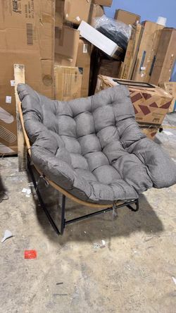 Outdoor Rocking Chair, Oversized Patio Papasan Wicker Chair(