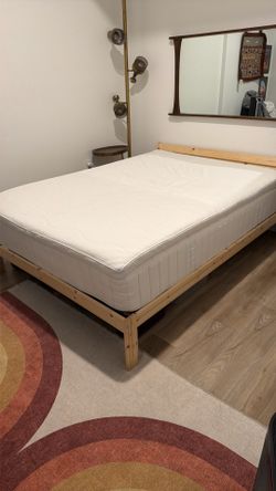 Full size Ikea Bedframe, Mattress, and Topper