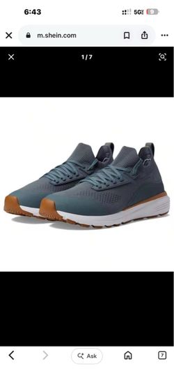 Blue-Gray Knit Sneakers with Gum Sole