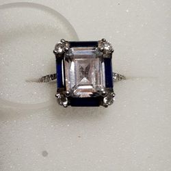 Bella Luce .925 Blue & Clear Crystal Ring Size 7