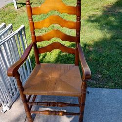 Solid Wood And Wicker Chair