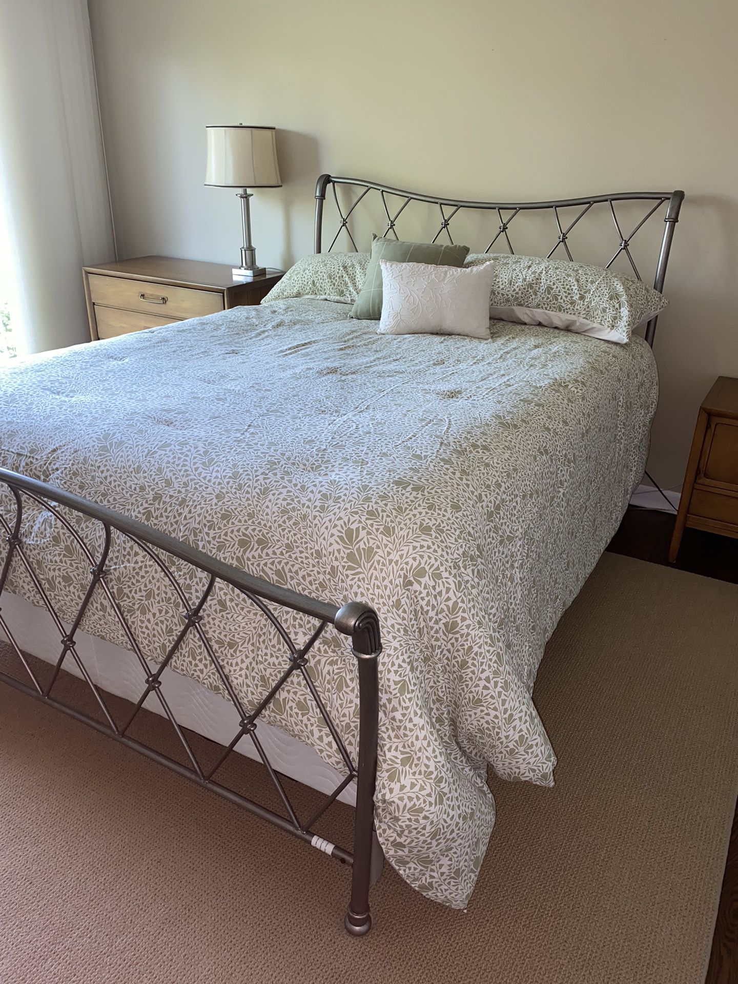 Queen bed frame with rails