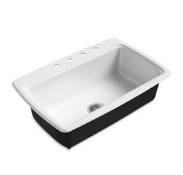 Cape Dory 33 in. Drop-in Single Bowl Cast Iron Kitchen Sink with 4-Faucet Holes