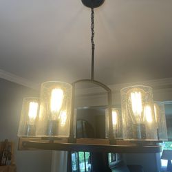 6-Light Wagon Wheel Metal Chandelier with Bubble Glass Shades