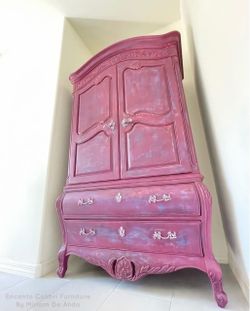 French Provincial Painted Armoire with Drawers