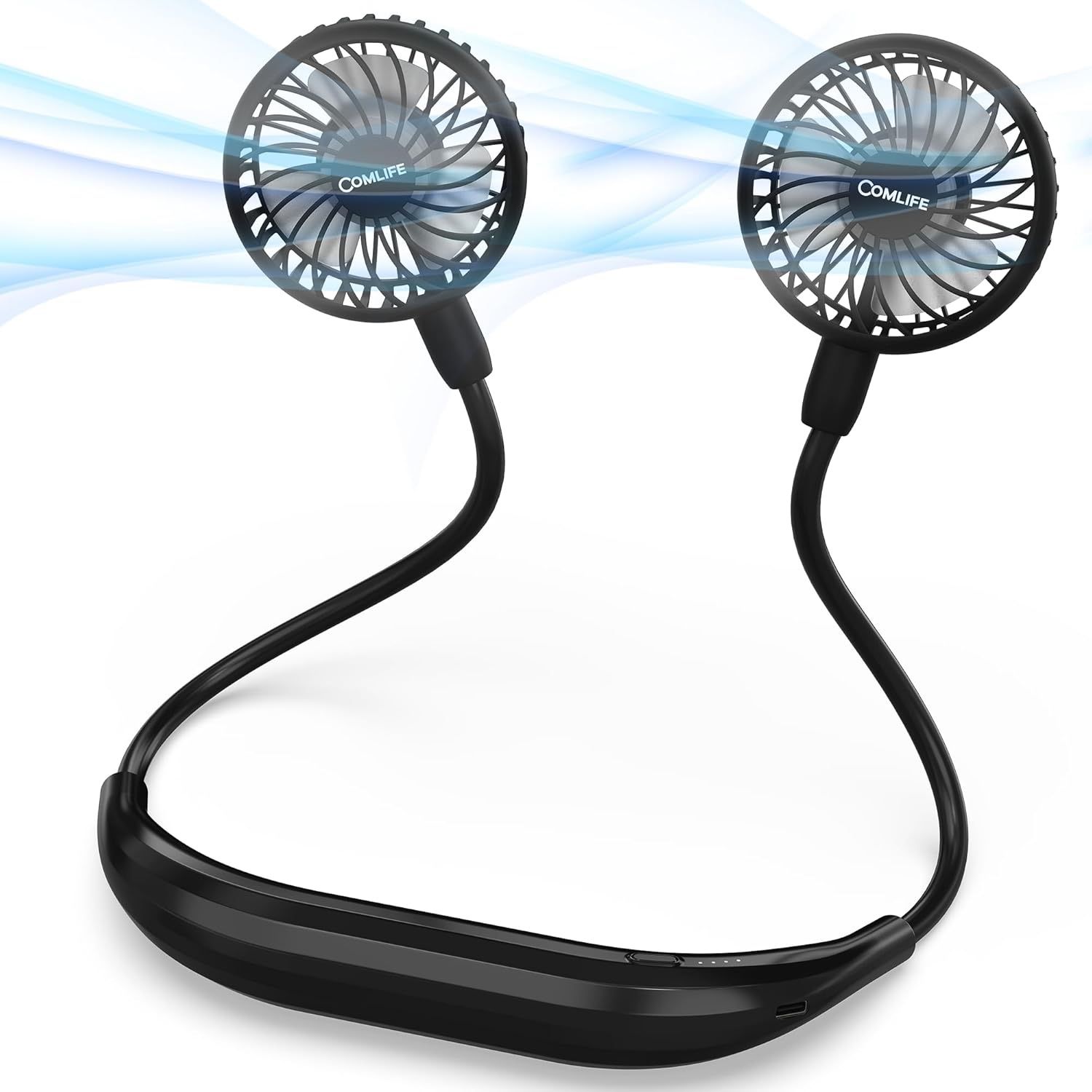 Portable Neck Fan, 2600mAh Battery Operated Ultra Quiet Hands Free USB Fan with Strong Wind, 360° Adjustable High Flexibility Wearable Personal Fan fo