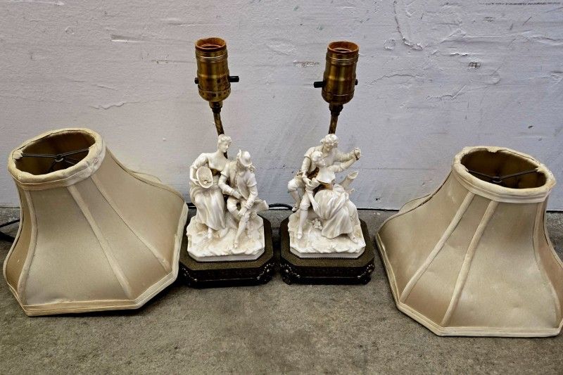 Antique Pair Porcelain Lamps