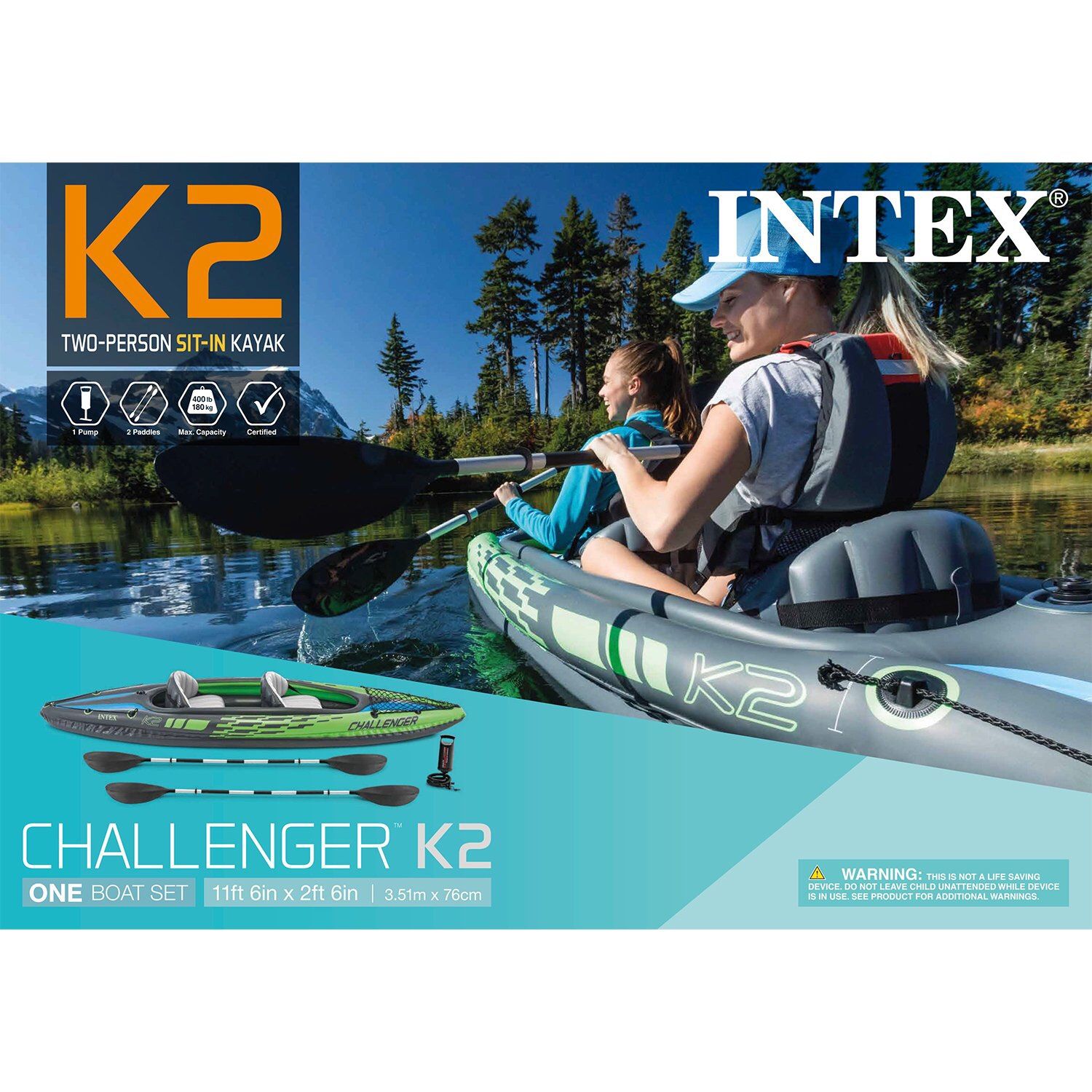 New Intex Challenger K2 Kayak w/ Oars & Pump