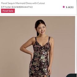 Brand New JULES AND CLEO Floral Sequin Mermaid Dress with Cutout