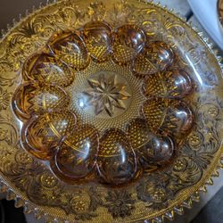 Tiara Indiana Amber Glass Serving Platters. (2pcs)
