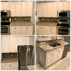 Complete Frameless Kitchen Cabinet Set + Matching Quartz Counters/Backsplashes + Sink — Seller Removed, Ready for Pickup