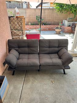 Gray Tufted Futon Sofa Bed