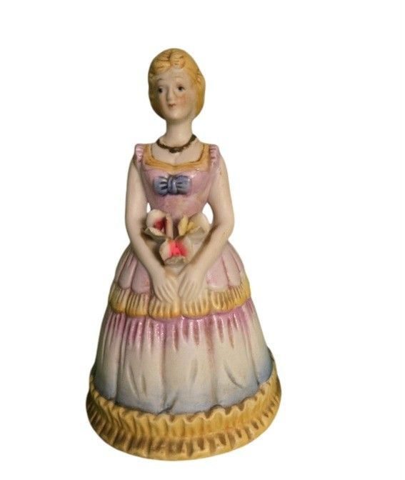 Porcelain Bell Girl Figurine with Shoe Clappers - FBIA Porcelain Southern Belle - Made in Taiwan