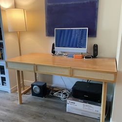 Emmer 60" Natural Oak Desk with Outlet