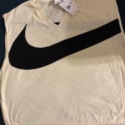 Nike V-Neck Sweater Vest Cream With Swoosh men’s size 2XL (Hard To Find!!!)