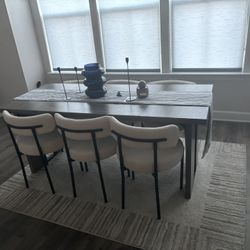 Gray And White Dinning Table Set Of  6