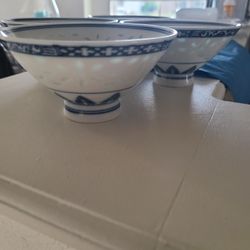Vintage Chinese China Rice Bowls 