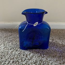 Vintage Blenko Glass Vase - Cobalt Blue