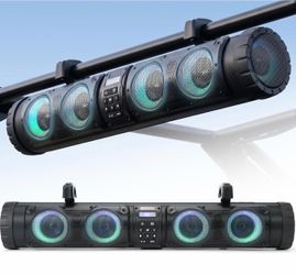 29 Inch UTV Sound Bar 8-Speaker with Party Broadcast Mode 5 EQ Modes Bluetooth IP66 Waterproof Music-Sync RGB, SXS SoundBar Fits Can-Am Golf Carts ATV