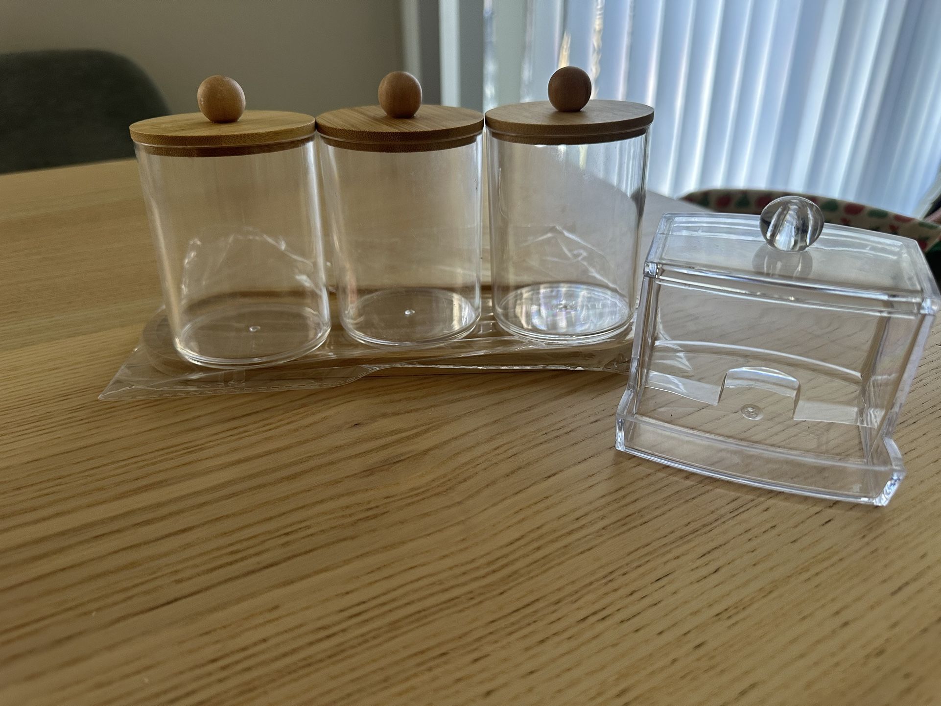 4pcs plastic storage containers for cotton pads, balls, sponges and other things.