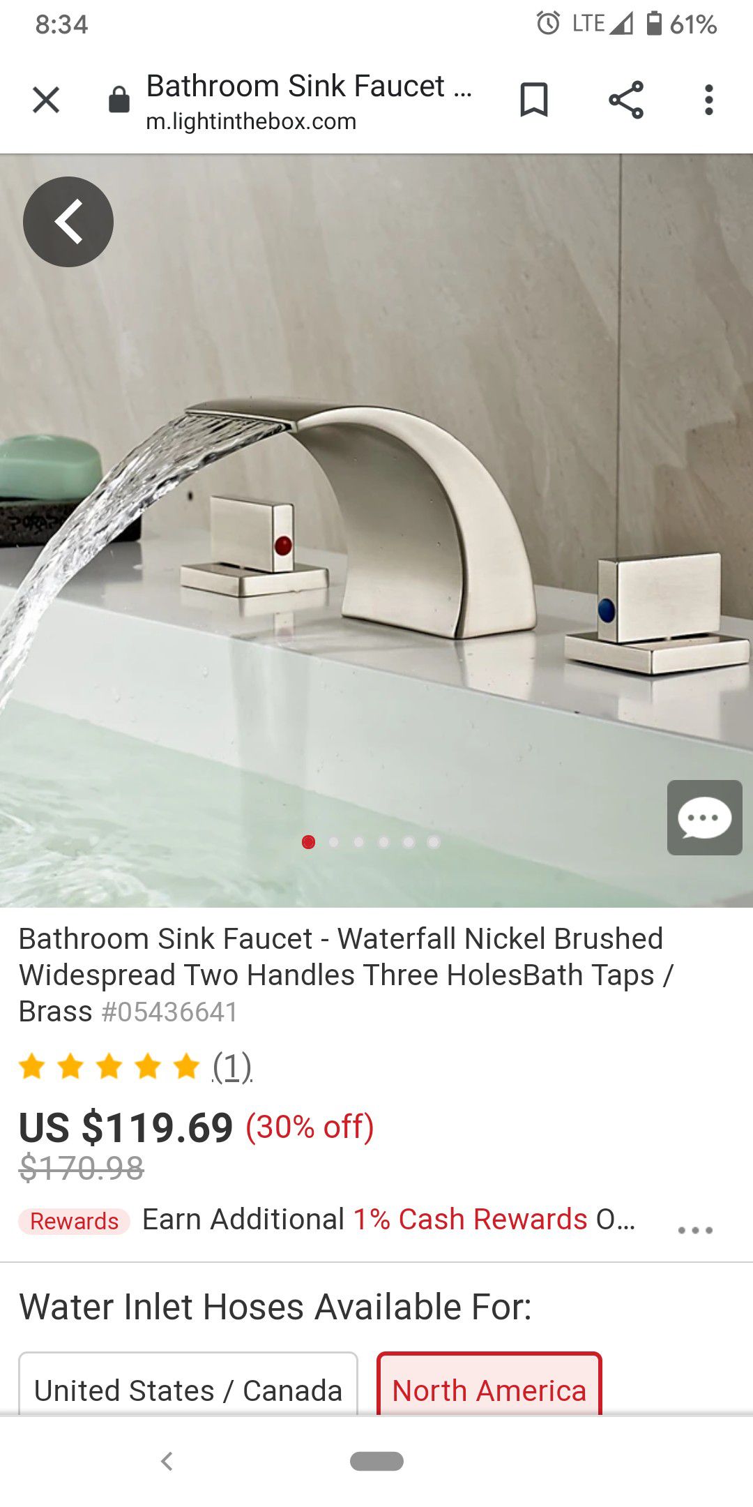 Bathroom Sink Faucet - Waterfall Nickel Brushed Widespread Two Handles Three HolesBath Taps