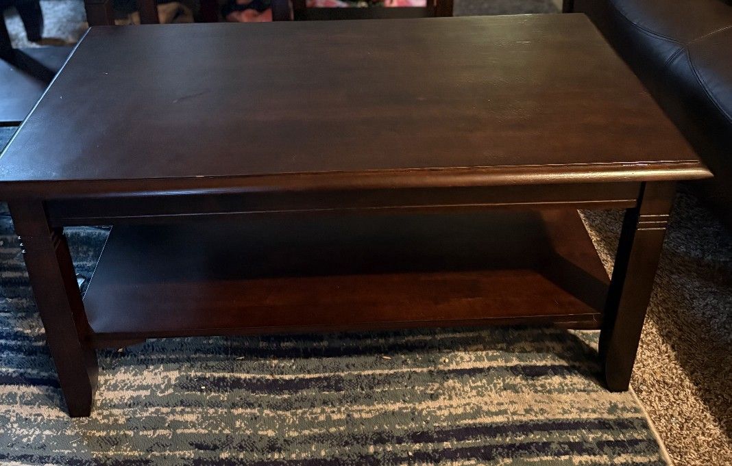 Brown Coffee Table With 2 End Tables