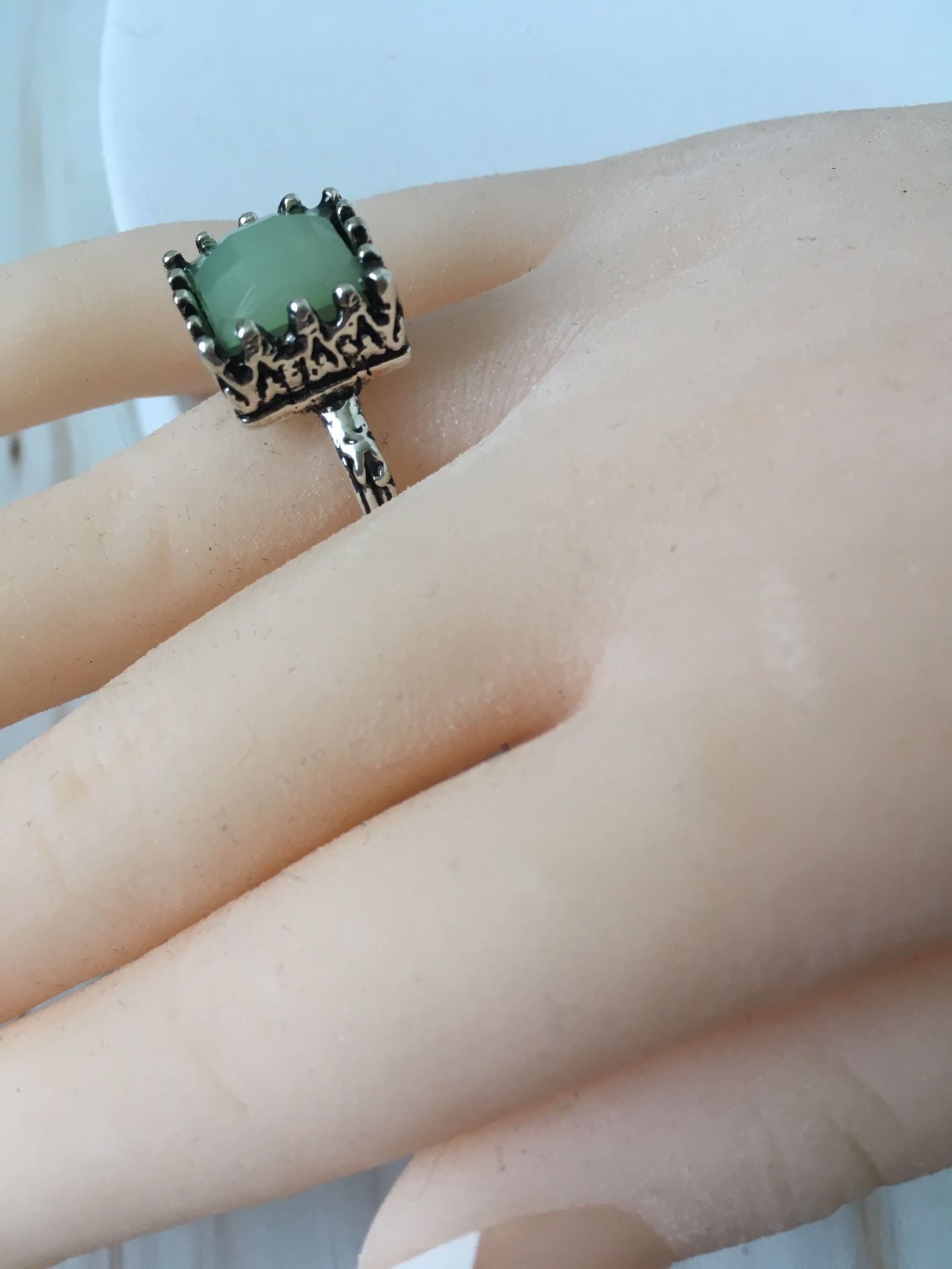 Green Moonstone Ring, Size 8