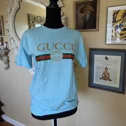 Gucci New Turquoise Logo T-Shirt