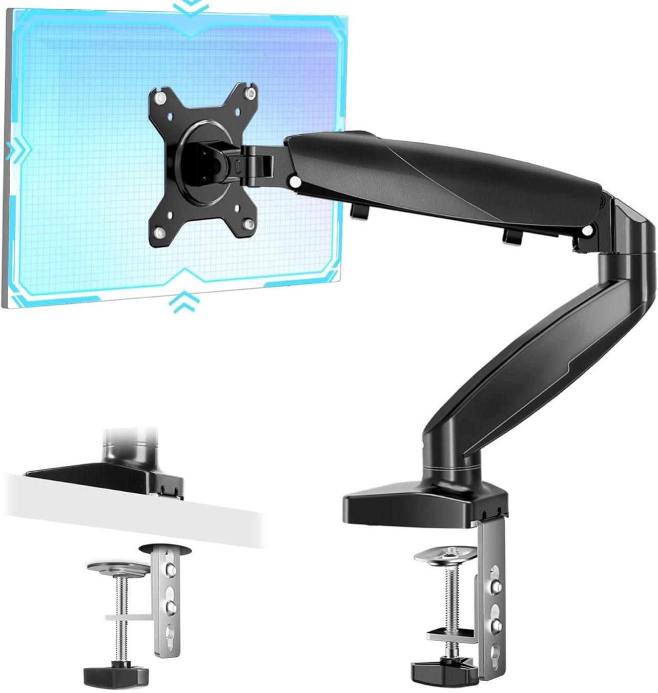 NicBex Single Monitor Mount, Adjustable Monitor Stand for 15 to 27 inch Screens, VESA Monitor Mount with 75x75/100x100 mm, Computer Monitor Arm Holds
