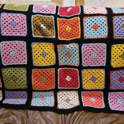 Handmade Granny Square crochet Throw/Blanket,  60" X 38"