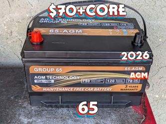 AGM Car Battery Group Size 65