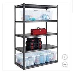 Gorilla 5-Shelf Heavy Duty Z-Beam Steel Shelving Unit, 48"W x 24"D x 72"H, Black