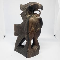 Antique 1940 Pita Maha Parrot Bird Balinese Sculpture 8-in Curved Wood Statue