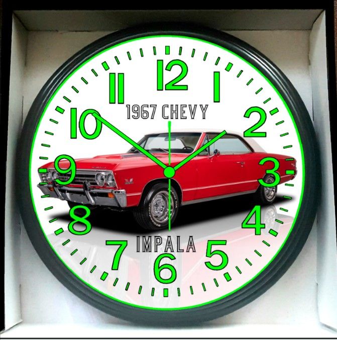 1967 Chevy Impala SS Glow In The Dark Wall Clock New!