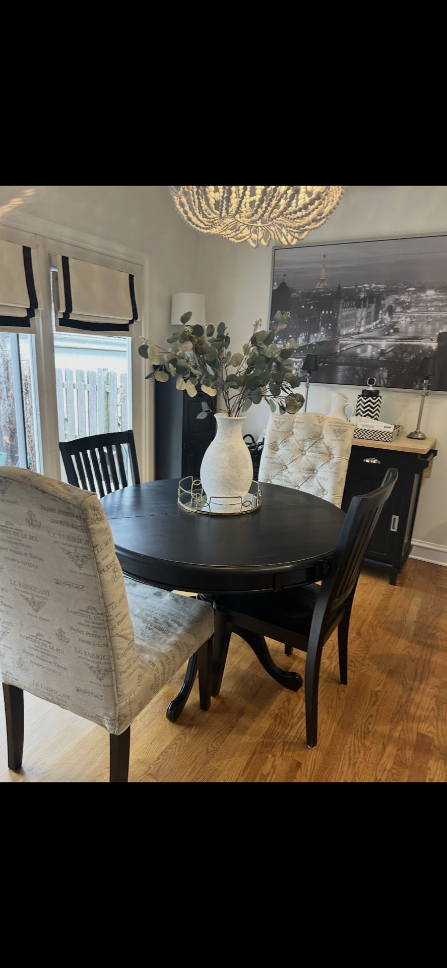 Black dining table set