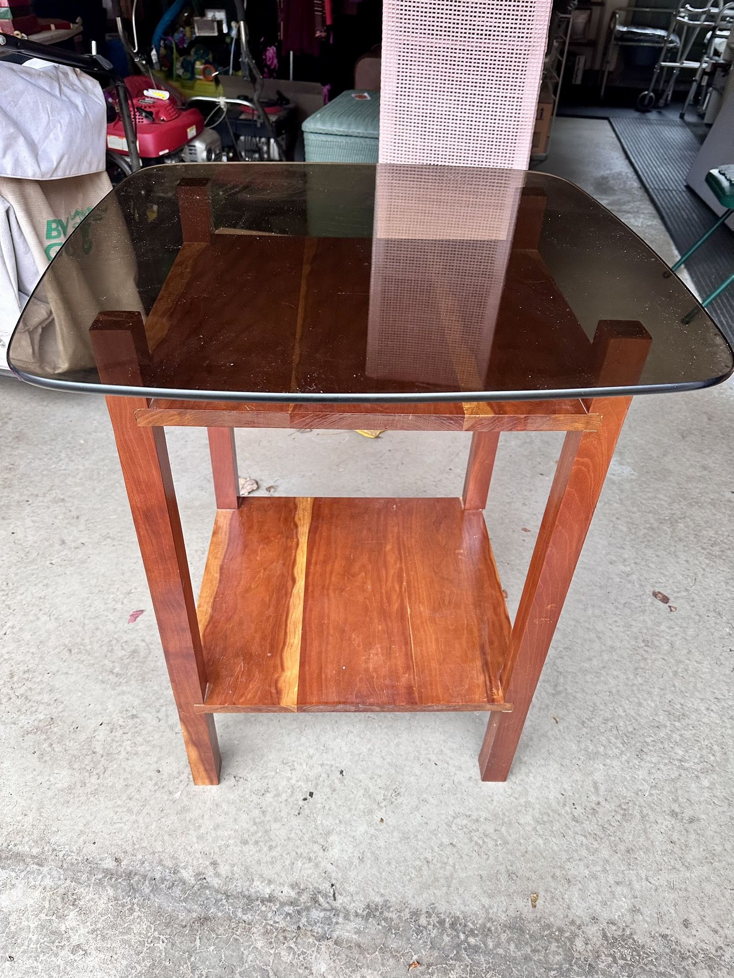 Glass Top Wooden Table