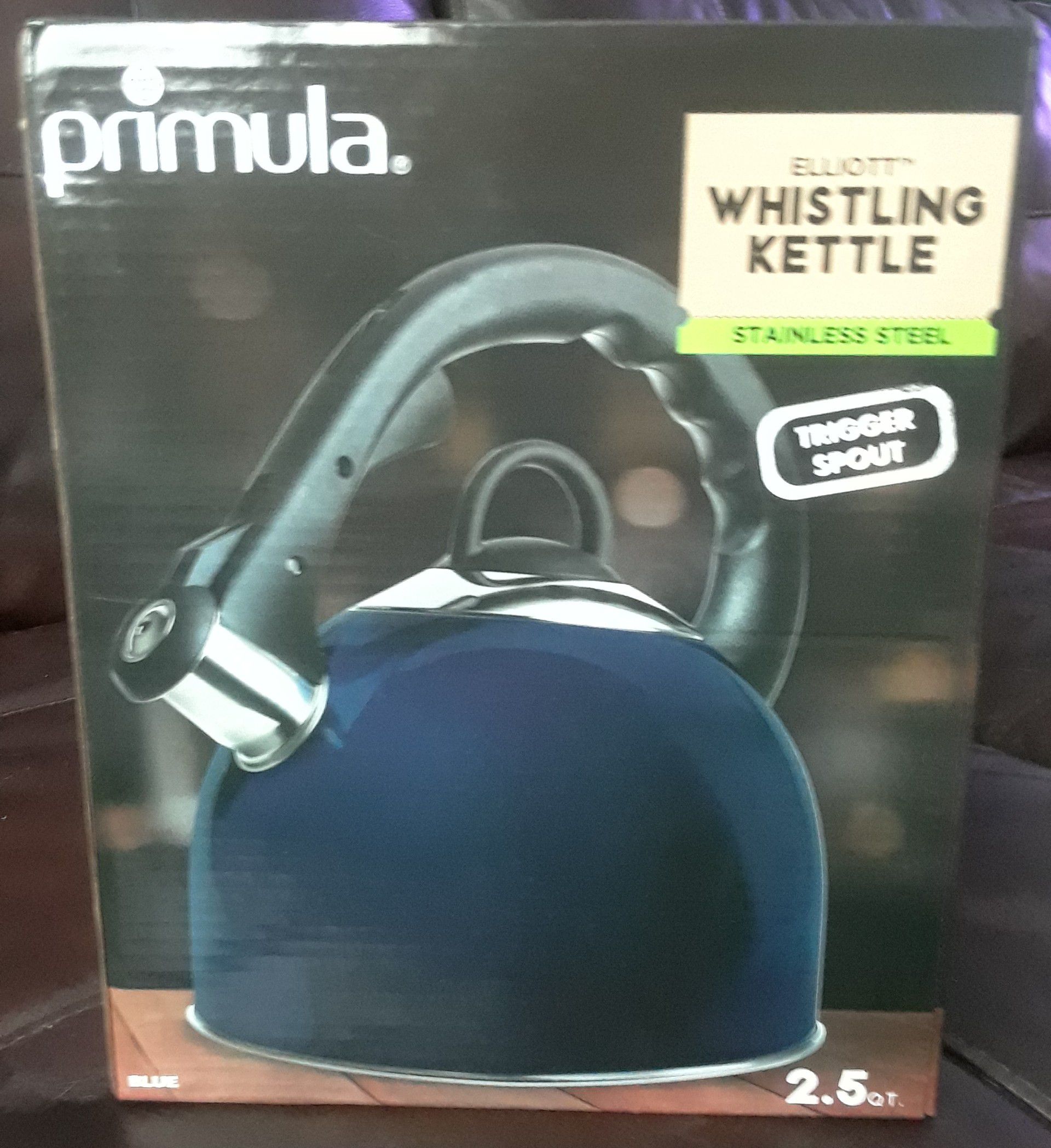 brand new navy blue whistling tea kettle