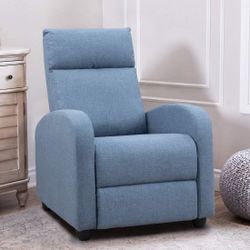Brand new Recliner Chair Ergonomic Adjustable Single Fabric Sofa with Thicker Seat Cushion Modern Home Theater Seating for Living Room (Blue) New in