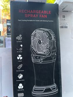 Brand New Rechargeable Mist Spray Fan | Portable Cooling Fan w/ Remote, RGB Light, 4 Wind Speeds