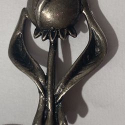 Vintage Sterling Silver Rose Broach Pin 