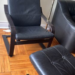 Leather Recliner with Footrest  