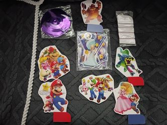 Super Mario Character birthday banner and table decorations Set