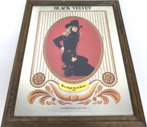 EXTREMELY RARE 1982 “Miss Black Velvet Rodeo” Black Velvet Whiskey Bar Sign