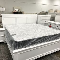 New King White Bed — SPECIAL 