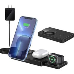 Foldable 3 in 1 Wireless Charger Station, Magnetic Wireless Charger Stand for iPhone 13/12, 13/12 Pro, 13/12Pro Max, 13/12Mini, Apple Watch 7 6 5 4 3 