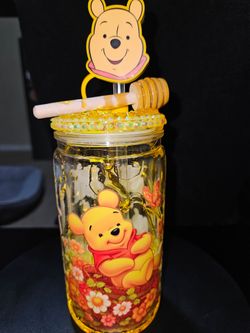 Winnie the Pooh snowglobe Cup with Straw