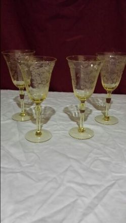 Very Rare - Fostoria, Yellow Etched Depression Glass