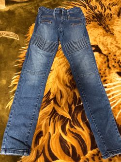 Blue Moto Skinny Jeans with Zip Pockets